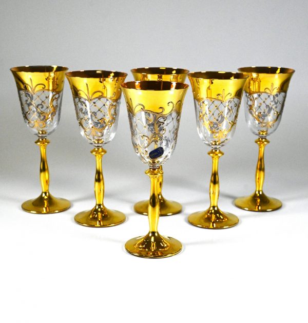 6 Bohemia Gold Weingläser