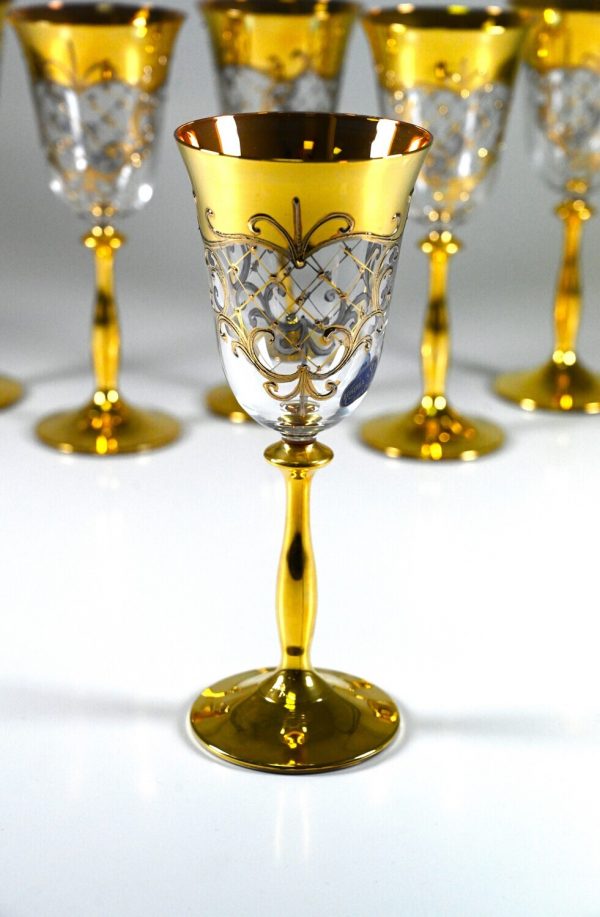 6 Bohemia Gold Weingläser – Bild 2
