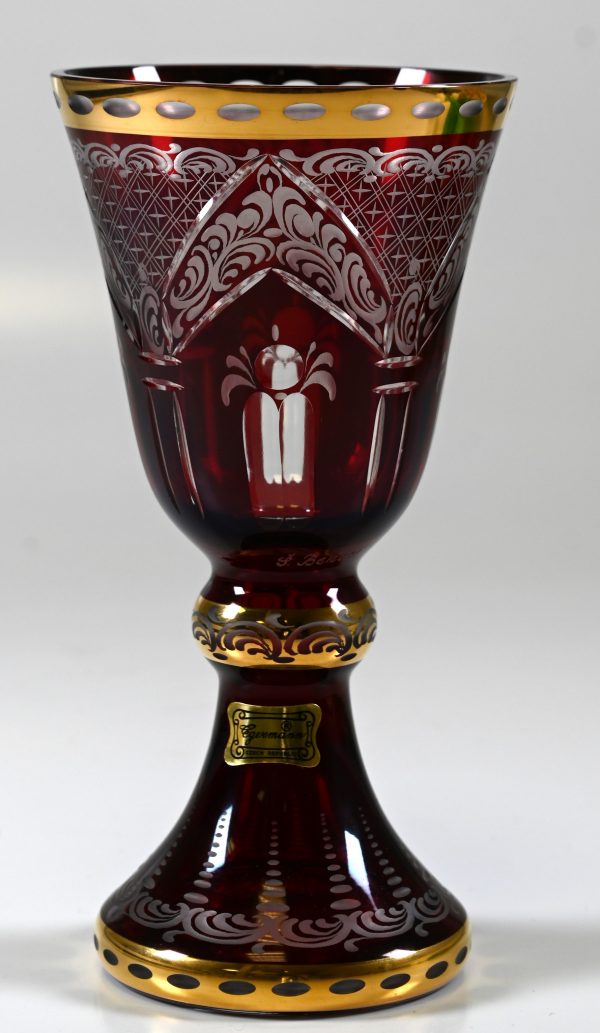 Pokal Bohemia Gold, rot Glasur